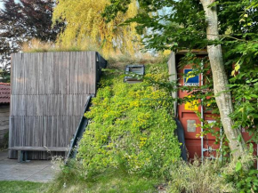 Tiny-House van zeecontainers bij het bos